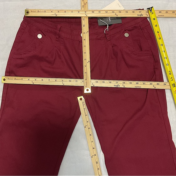NWT Women’s FLAMINGALS Plus 3XL Wide Leg COTTON Jeans Mid Waist Flare Pants Wine - Picture 8 of 13